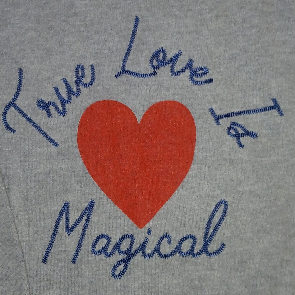 Chaser Gray Sweatshirt with Red Heart and Blue Text